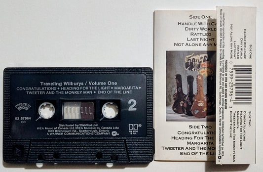 Traveling Wilburys (Supergroup)- "Volume One" - CASSETTE TAPE (Canada; Black shell; DOLBY HX PRO B NR) VG+/VG+