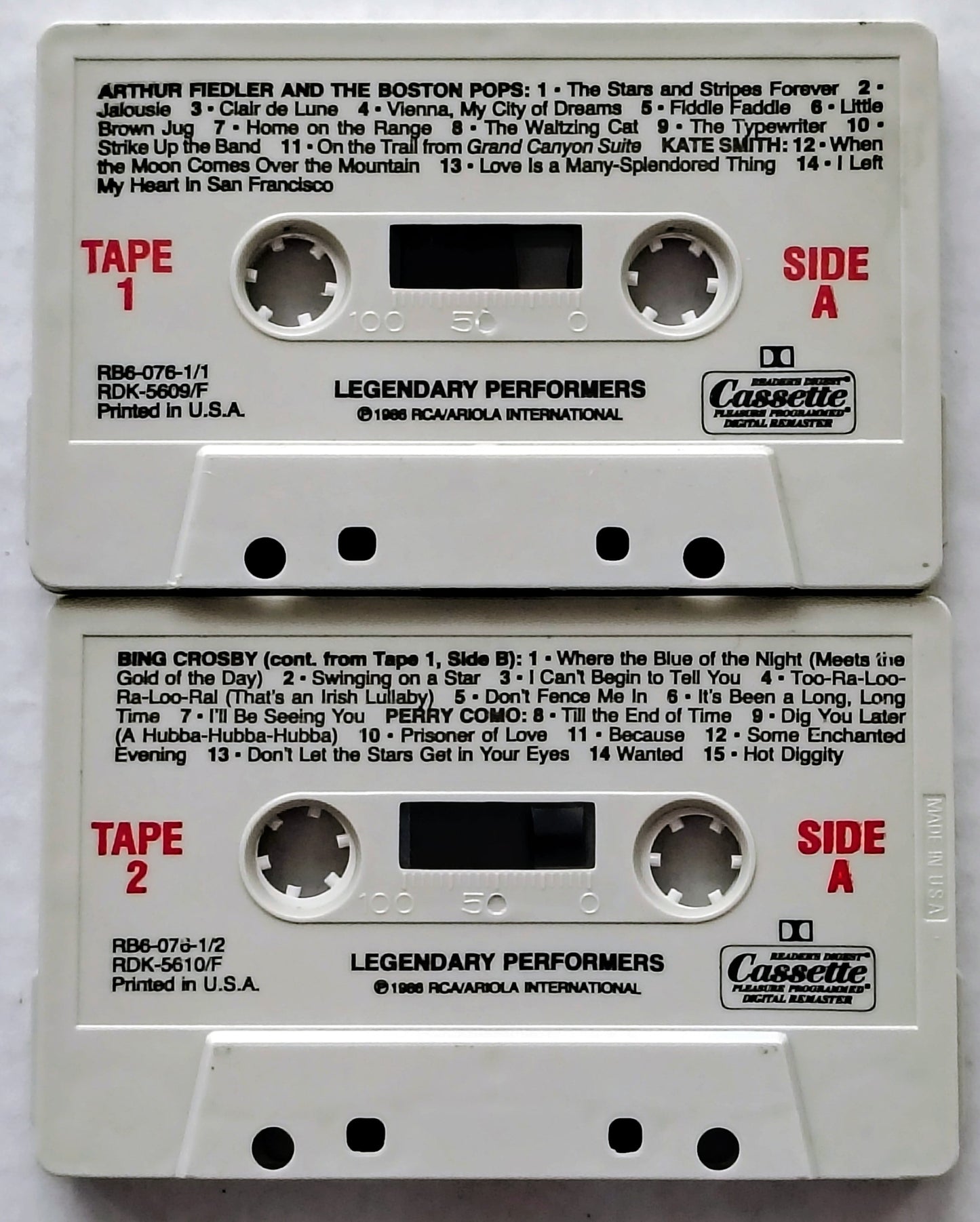 Various Artists - "Legendary Performers" - CASSETTE TAPE (2x) VG+/VG+