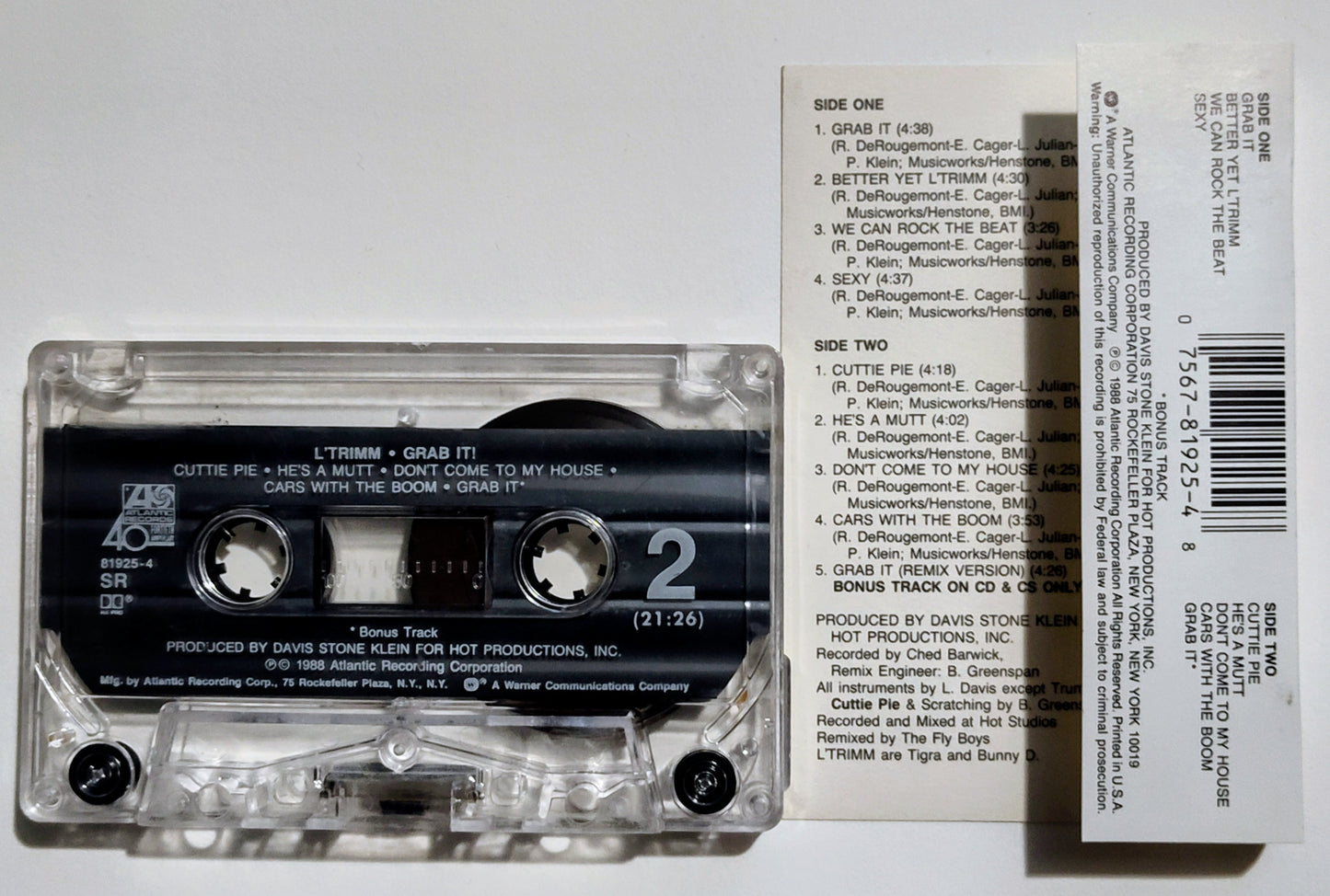 L'Trimm - "Grab It" - CASSETTE TAPE (SR; DOLBY HX PRO) VG+/VG+