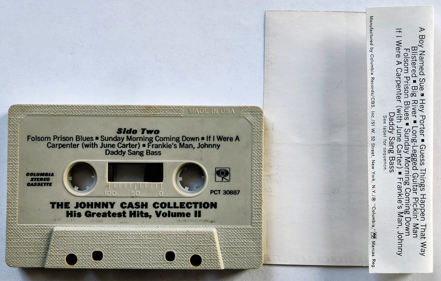 Johnny Cash - “His Greatest Hits, Volume II” - CASSETTE TAPE VG+/VG+