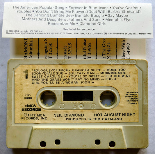 Neil Diamond - "You Don't Bring Me Flowers" - CASSETTE TAPE VG+/G+