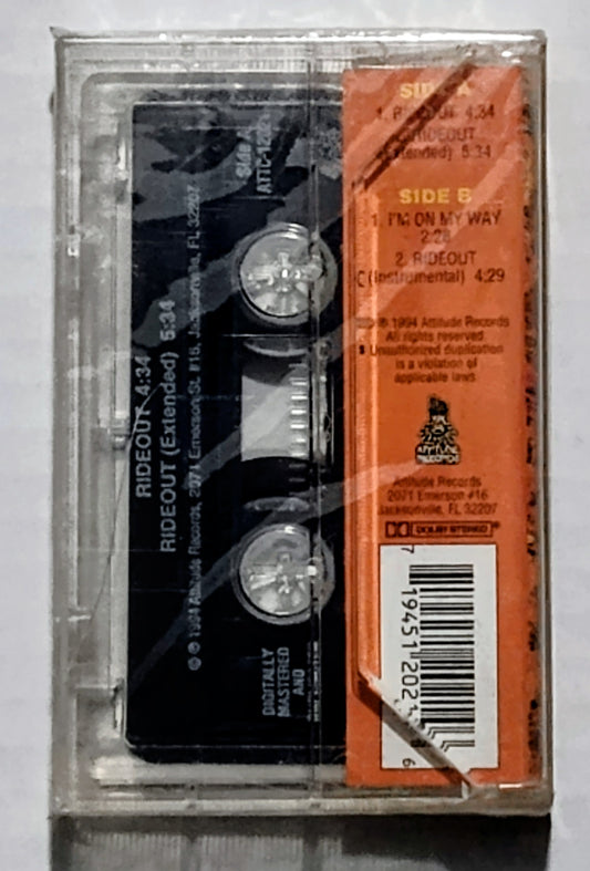 D.J. Trans - “Rideout” - CASSETTE TAPE (Maxi Single) VG+/M (Sealed; 1 inch crack in cover; 2 inch crack in back of case) [Jacksonville, FL]