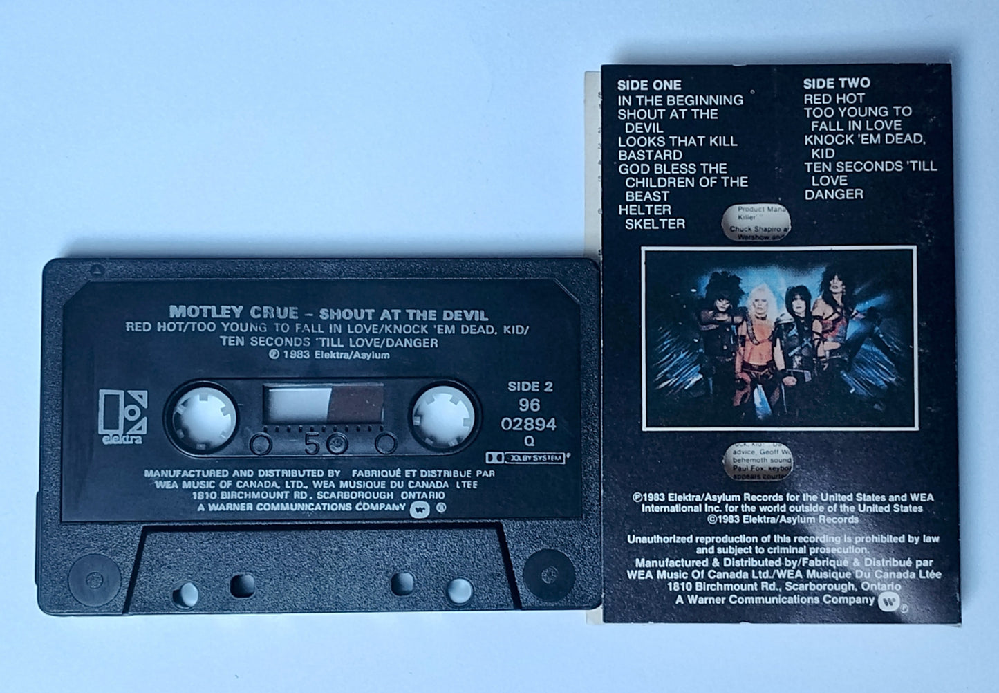 Mötley Crüe - "Shout At The Devil" - CASSETTE TAPE (Canada; black shell; DOLBY; No bar code) VG/VG+