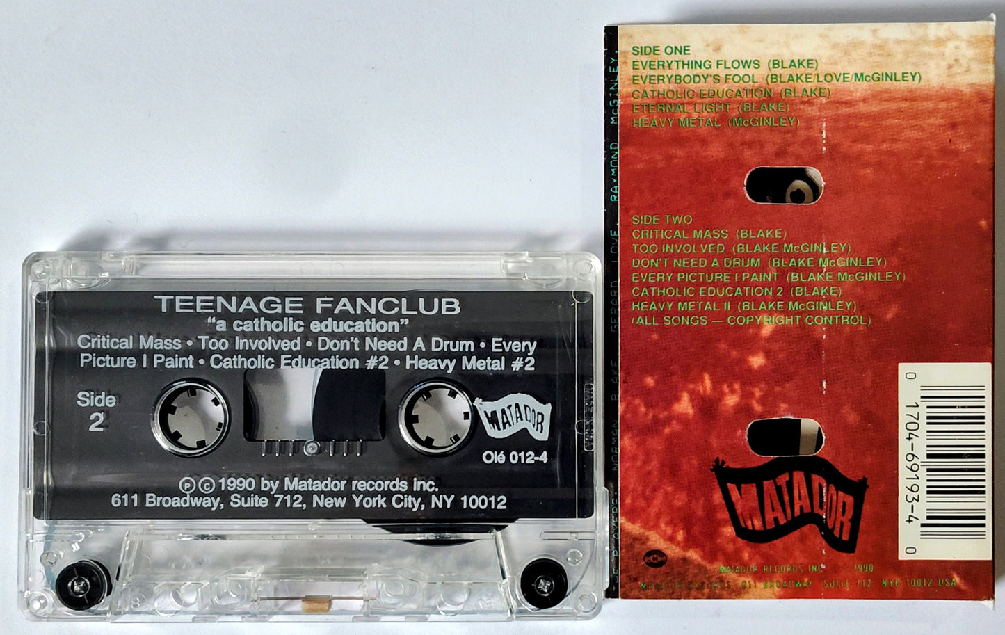 Teenage Fanclub - “A Catholic Education” - INDIE CASSETTE TAPE VG+/VG+ *🚨*