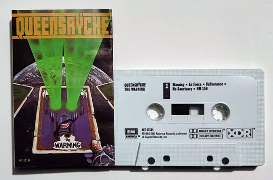 Queensryche - "The Warning" - CASSETTE TAPE G+/VG+ (Light water damage to j card)