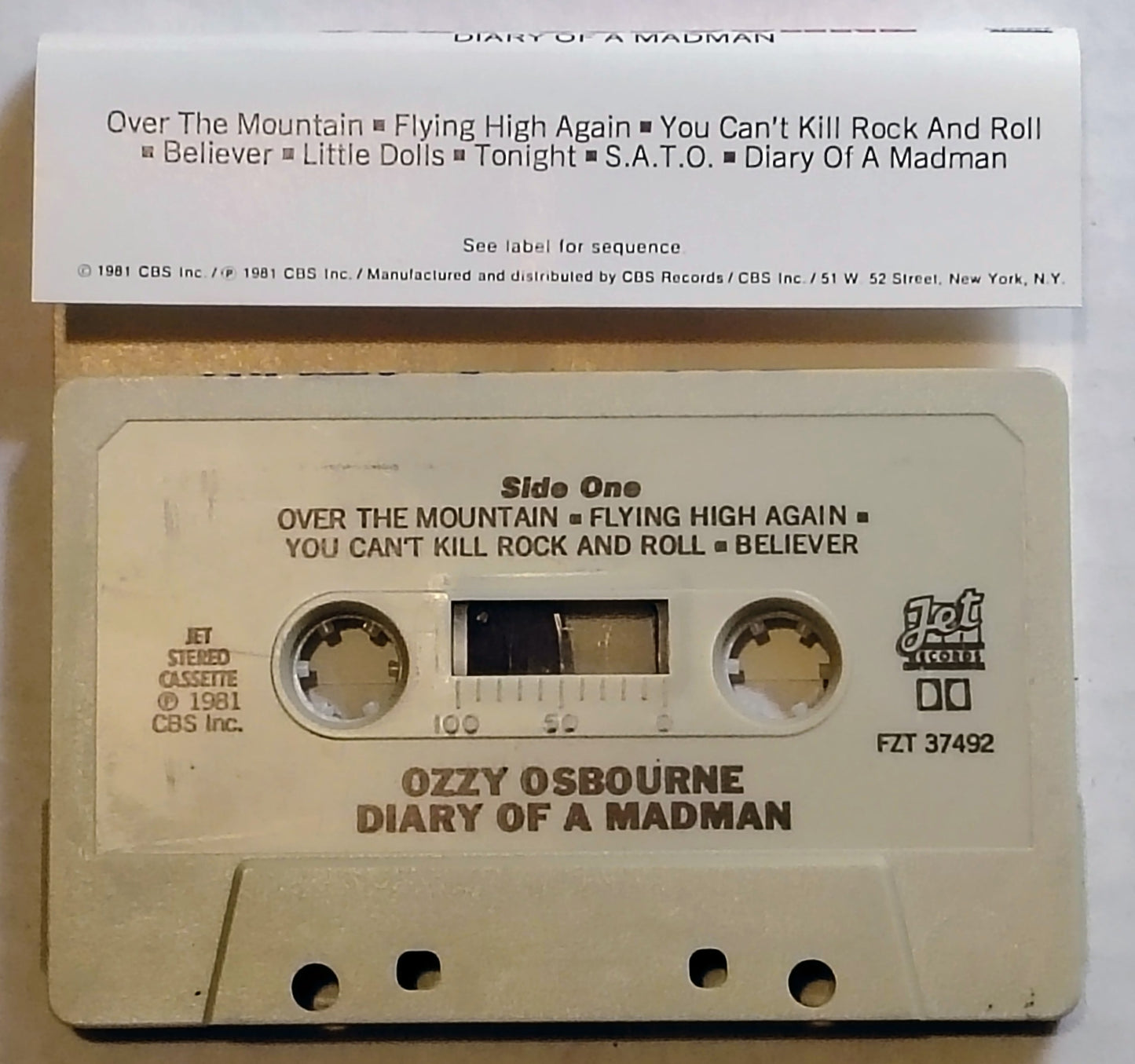 Ozzy Osbourne - “Diary Of A Madman” - CASSETTE TAPE VG/VG