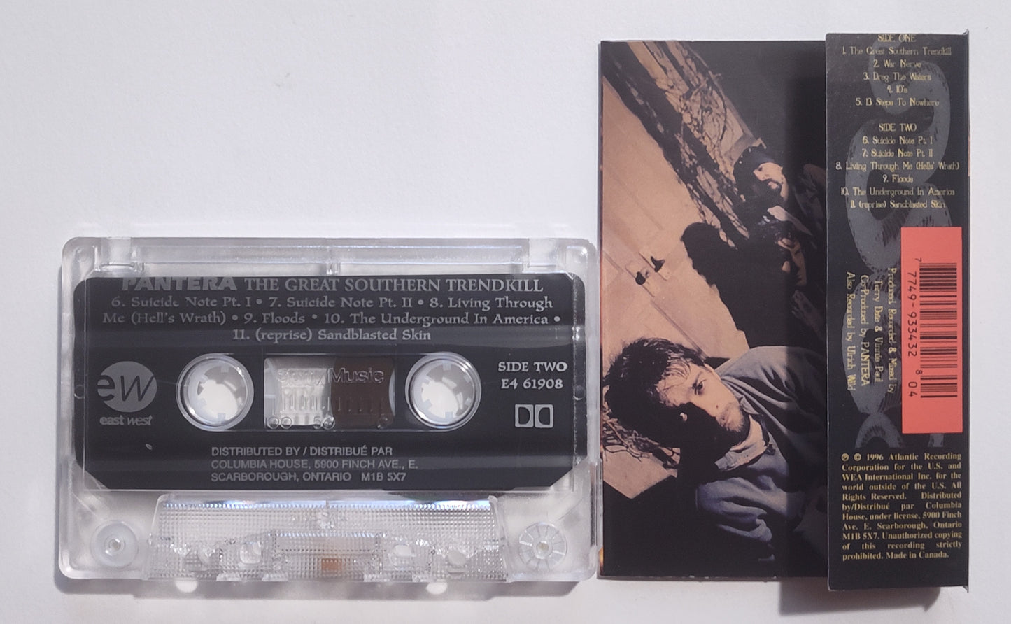 Pantera - "The Great Southern Trendkill" - CASSETTE TAPE (Canada; clear shell; DOLBY) VG+/VG+