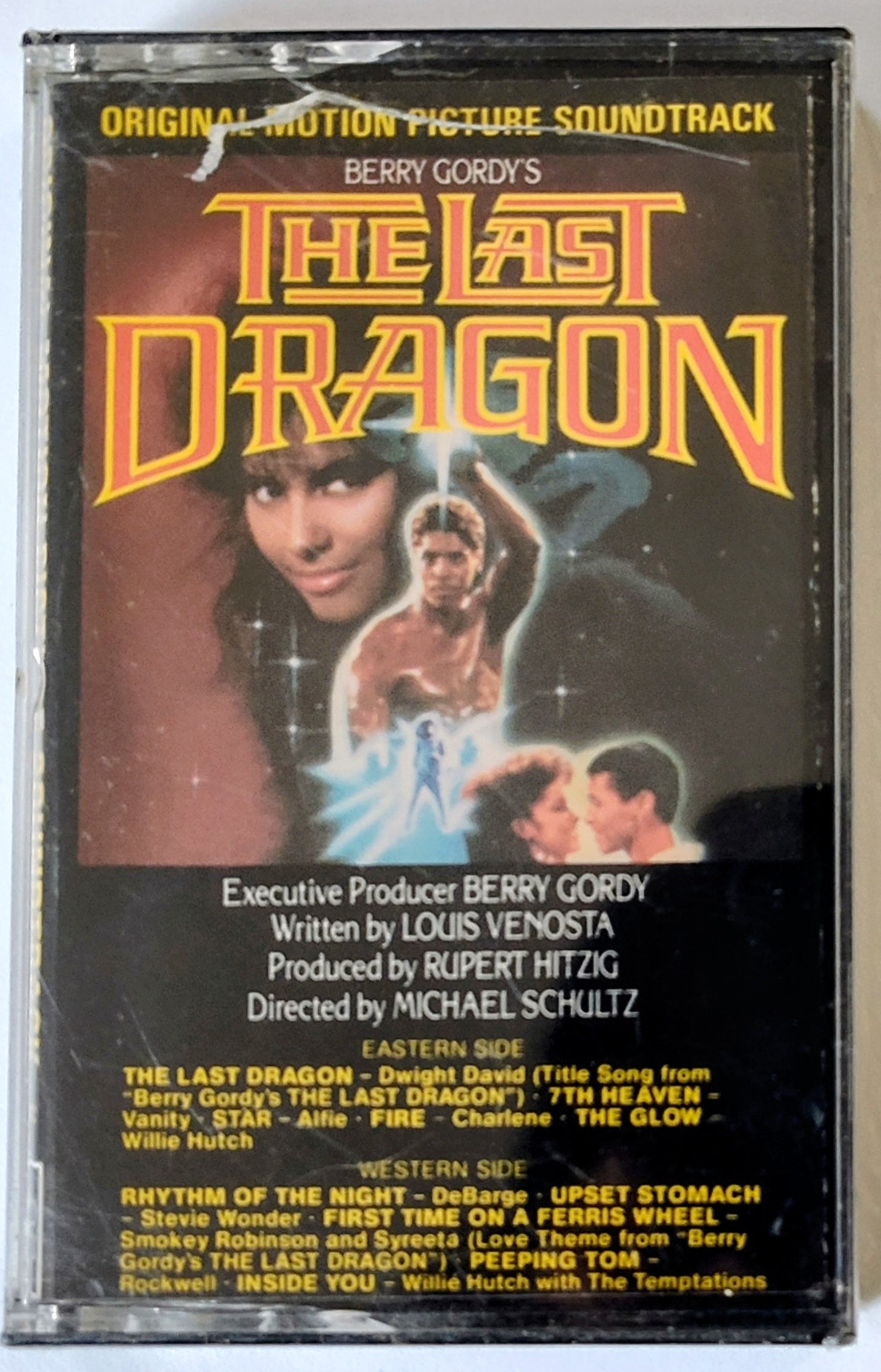 Various Artists - “Berry Gordy’s The Last Dragon Soundtrack” - CASSETTE TAPE VG+/M (Sealed; large crack in case)