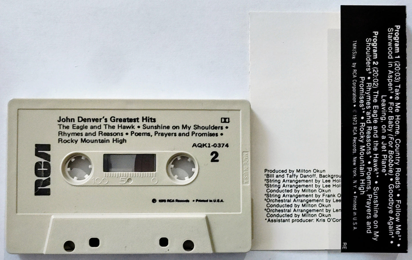 John Denver - “John Denver’s Greatest Hits” - CASSETTE TAPE VG+/VG+