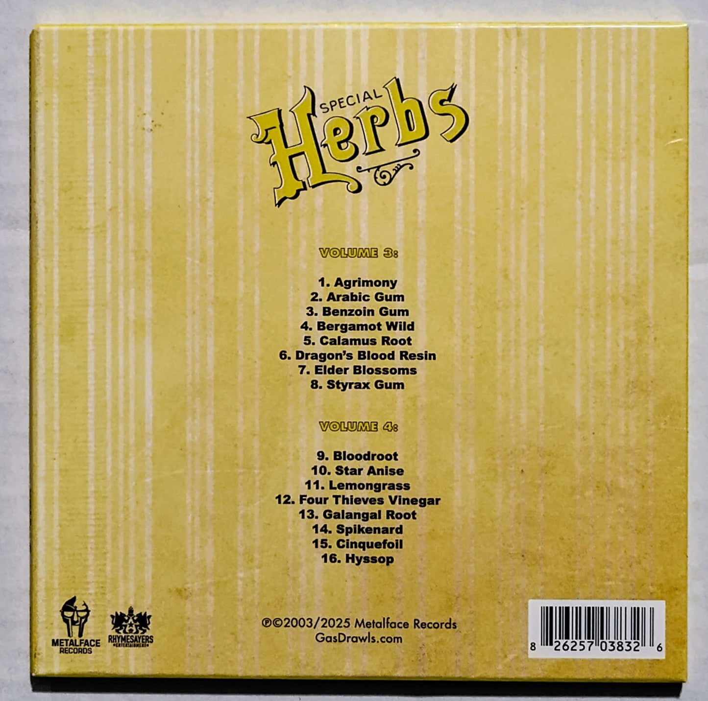 MF DOOM as Metal Fingers - "Special Herbs Vols 0-9 (5-Disc Complete Set)" - INDIE COMPACT DISC NM/NM