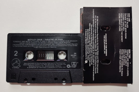 Mötley Crüe - "Theatre Of Pain" - CASSETTE TAPE (Canada; Black shell; DOLBY HX PRO B NR)VG/VG+