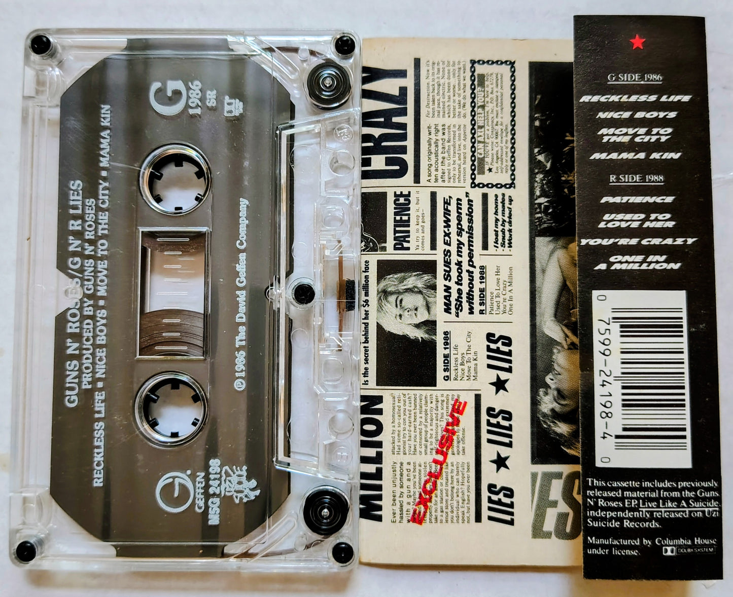Guns N’ Roses - “GN’R Lies” - CASSETTE TAPE VG+/VG+
