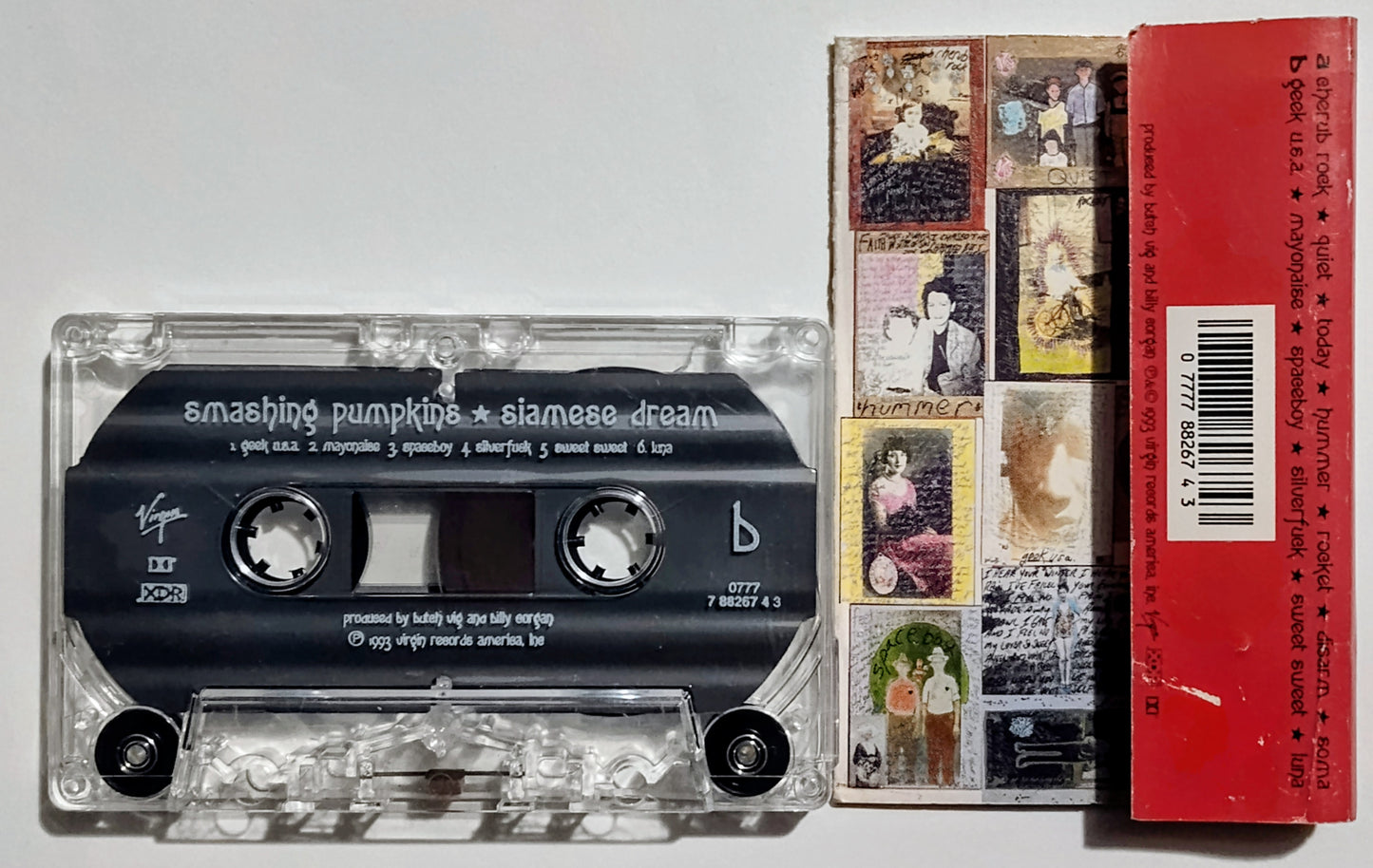 Smashing Pumpkins - "Siamese Dream" - CASSETTE TAPE (DOLBY) G+/VG (Water damaged j card; small crack in tape shell; plays perfect)