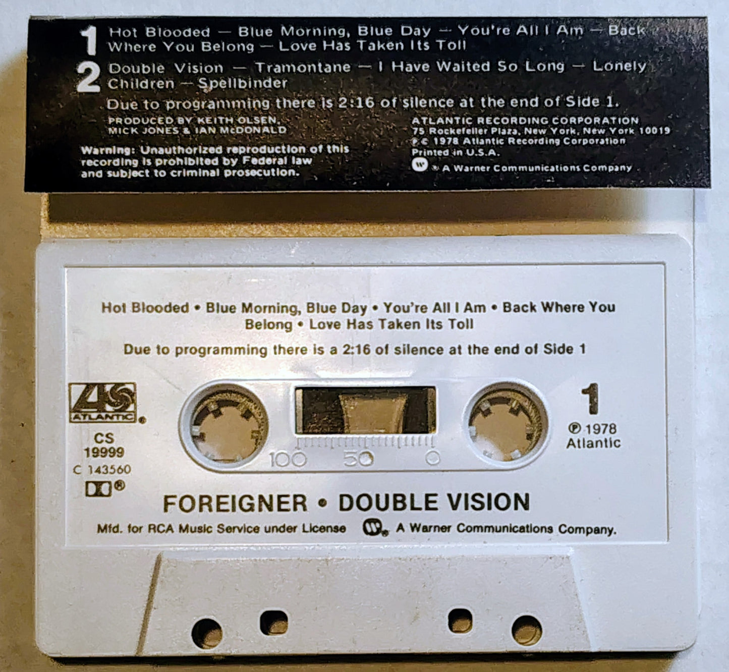 Foreigner - “Double Vision” - CASSETTE TAPE VG/VG