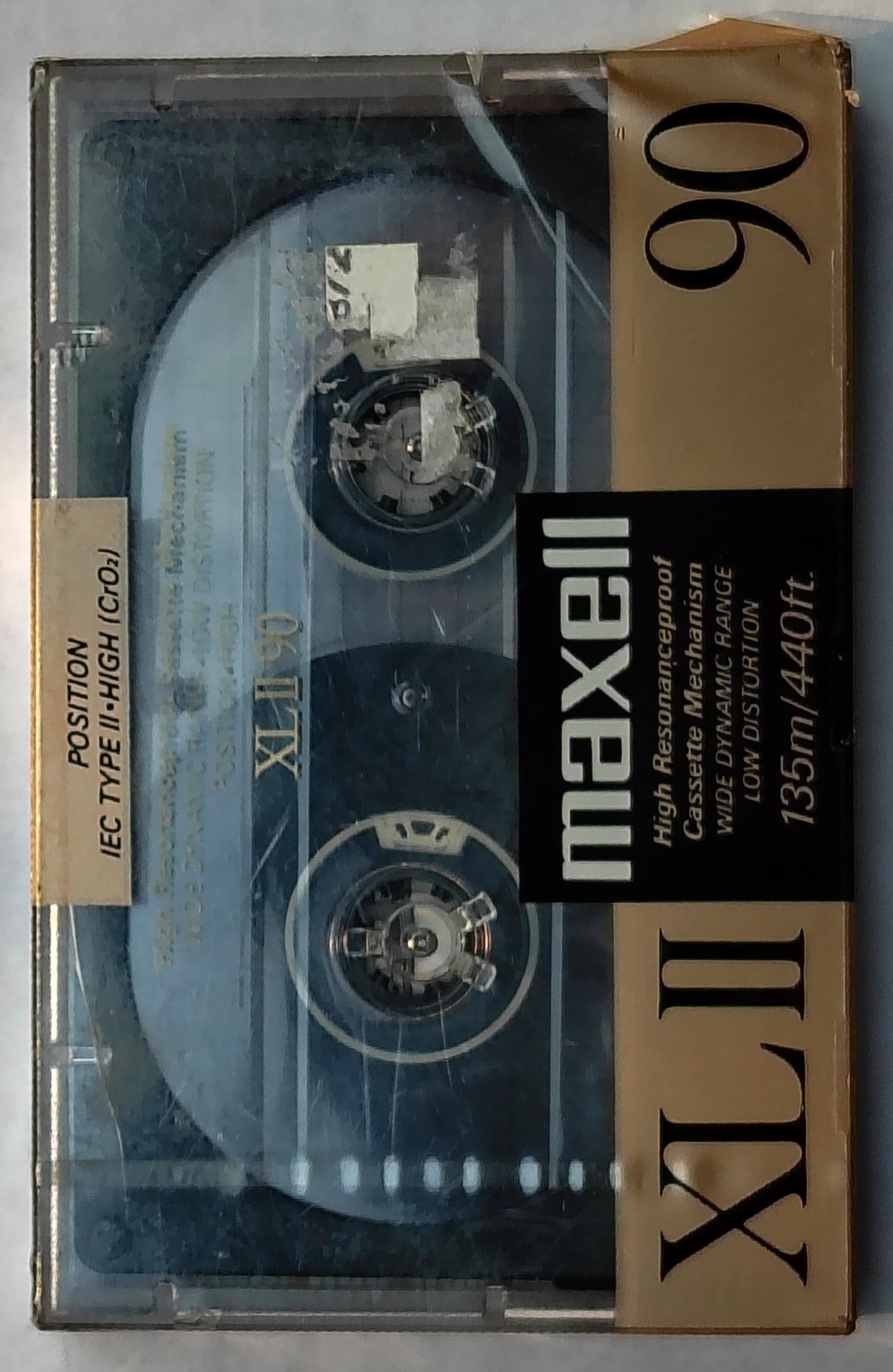 Blank - Maxell XL II Chrome (90-Minute; Unique Vintage style; Wide window/black shell; Sealed; slightly ripped cellophane)