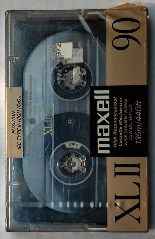 Blank - Maxell XL II Chrome (90-Minute; Unique Vintage style; Wide window/black shell; Sealed; slightly ripped cellophane)