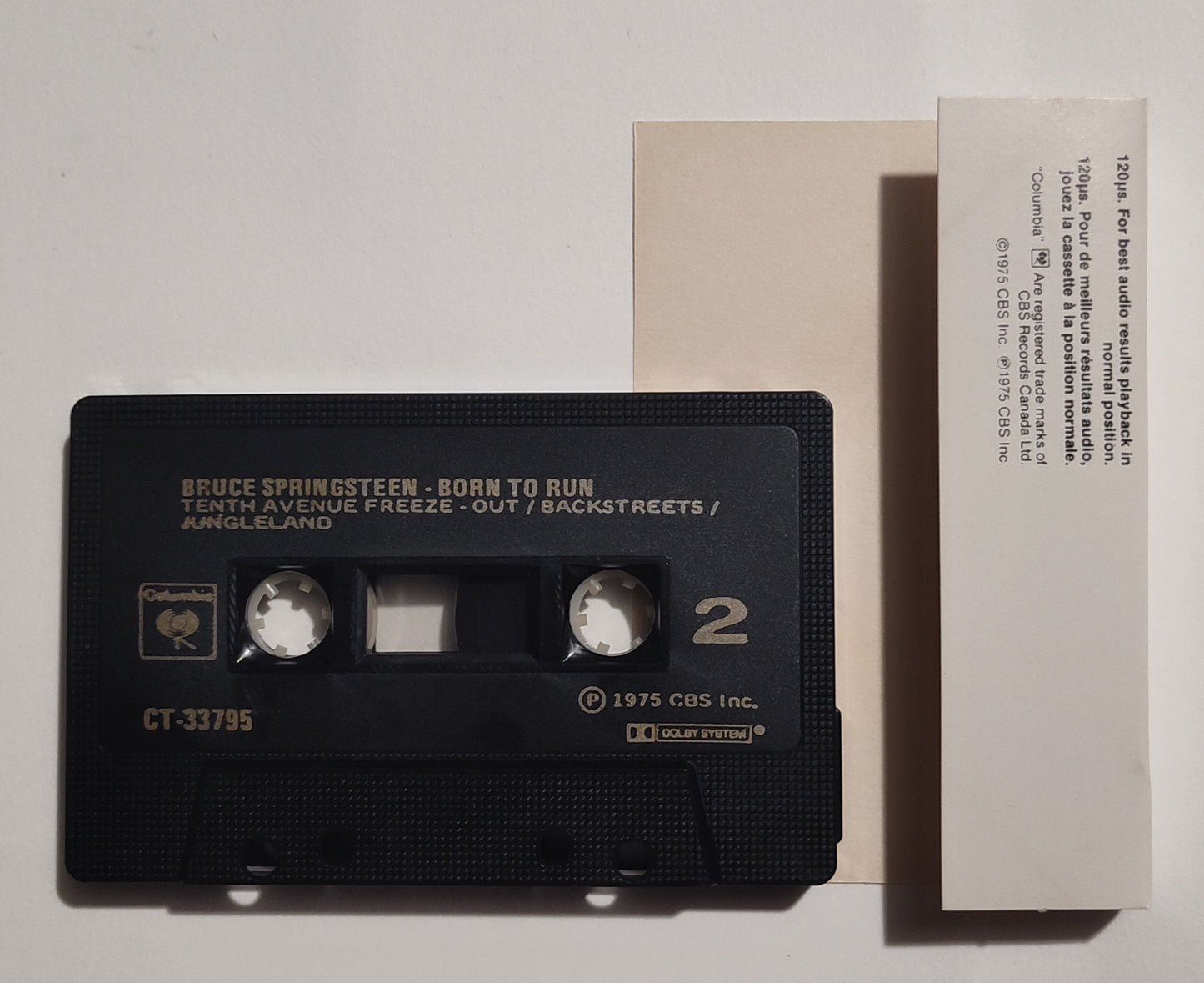 Bruce Springsteen - "Born To Run" - CASSETTE TAPE (Canada; black shell; Chrome; DOLBY) NM/NM