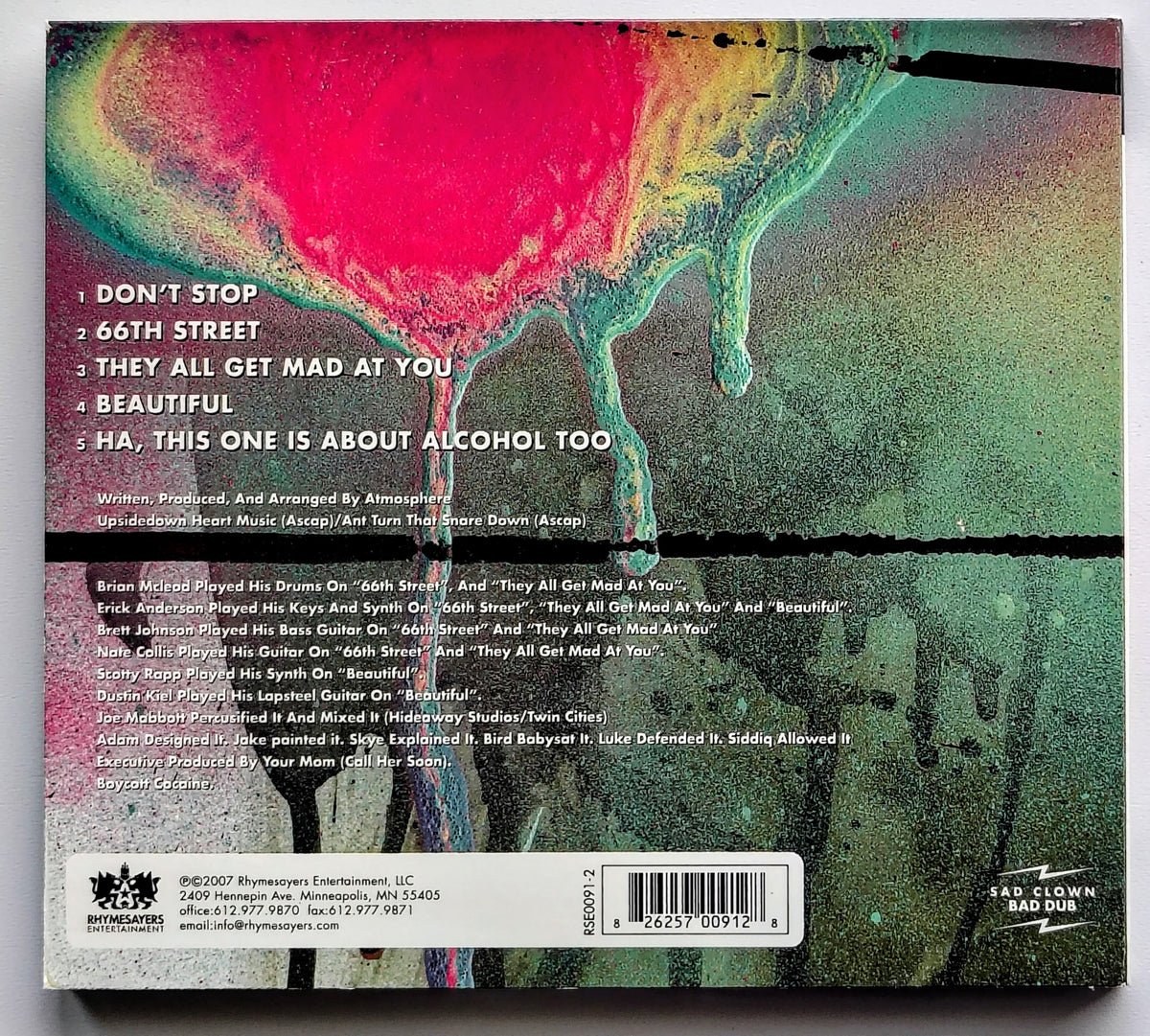 Atmosphere - “Sad Clown Bad Winter #11” - INDIE COMPACT DISC (EP) VG+/VG+