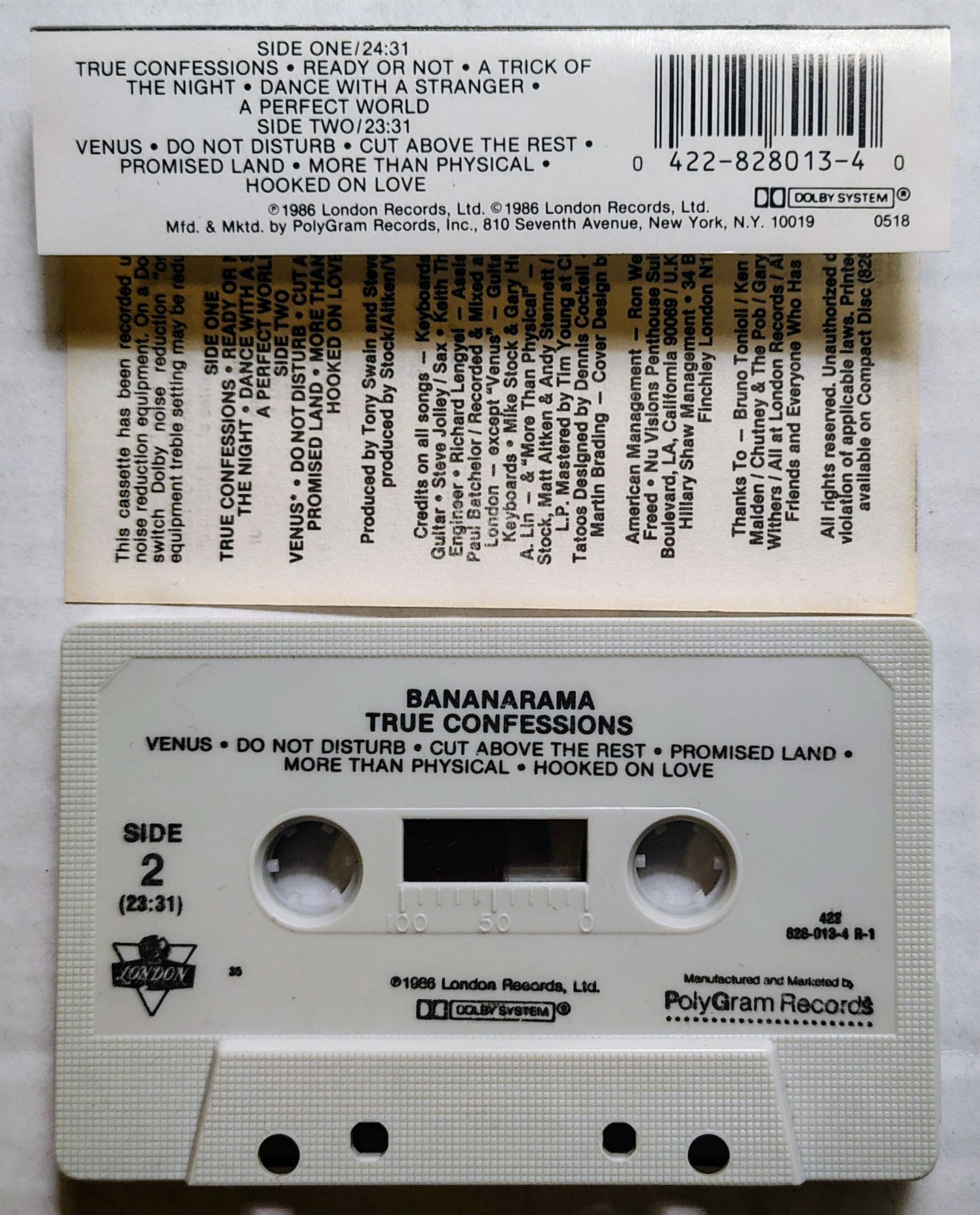 Bananarama - “True Confessions” - CASSETTE TAPE VG+/VG+
