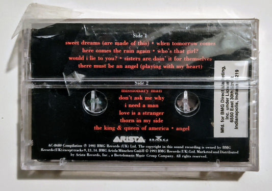 Eurythmics - "Greatest Hits" - CASSETTE TAPE (BMG) VG+/M (Sealed; badly broken seal; cracked case)