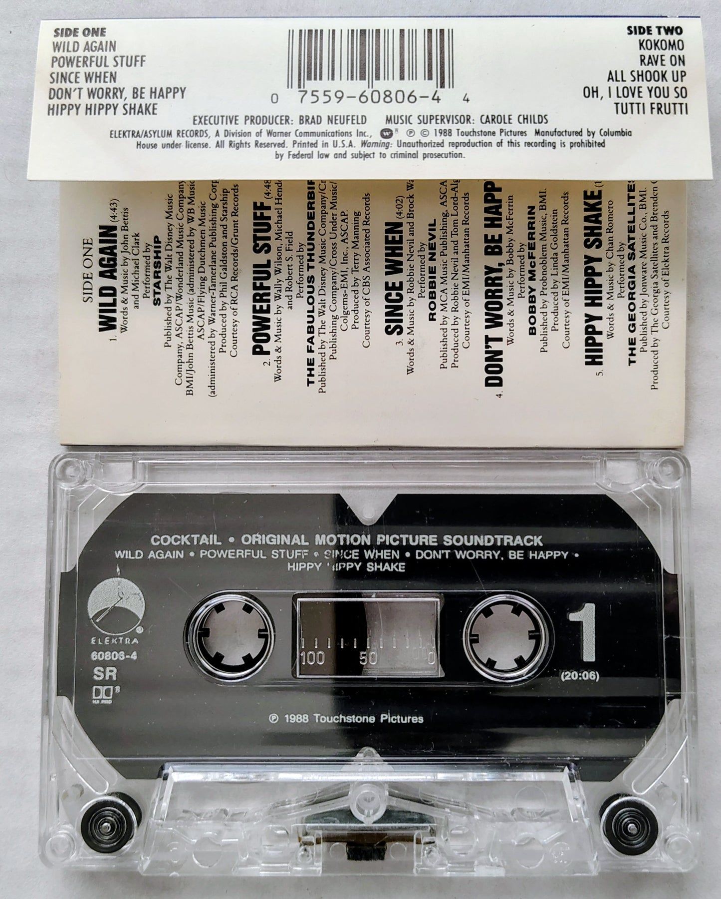 Various Artists - "Cocktail (Original Motion Picture Soundtrack)" - CASSETTE TAPE VG+/VG+