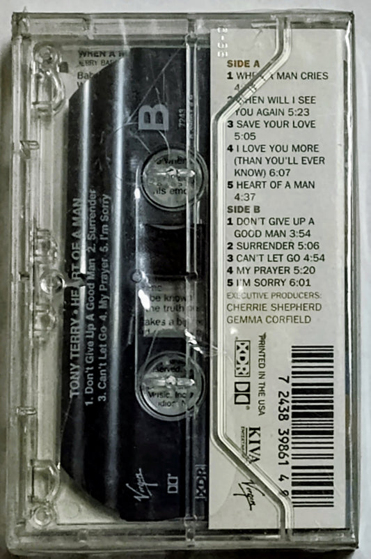 Tony Terry - “Heart Of Man” - CASSETTE TAPE NM/M (Sealed; marker mark on cover cellophane; crack on back of case; torn cellophane; scratchy all around)