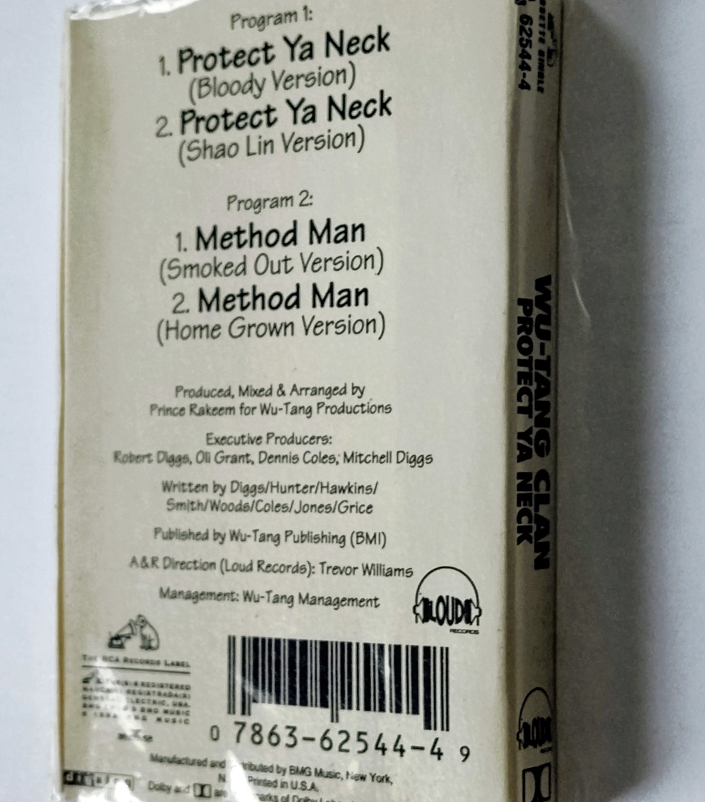 Wu-Tang Clan - "Protect Ya Neck" - CASSETTE TAPE (Single) VG+/M (Sealed; fair amount of shelf wear to sleeve; see photos!)