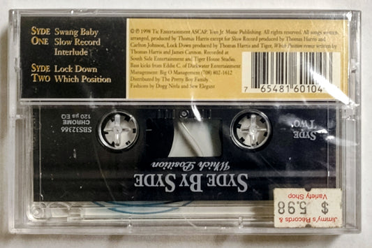 Syde By Syde - “Which Position” - CASSETTE TAPE NM/M (Sealed; scratchy cellophane; tiny tear in seal)