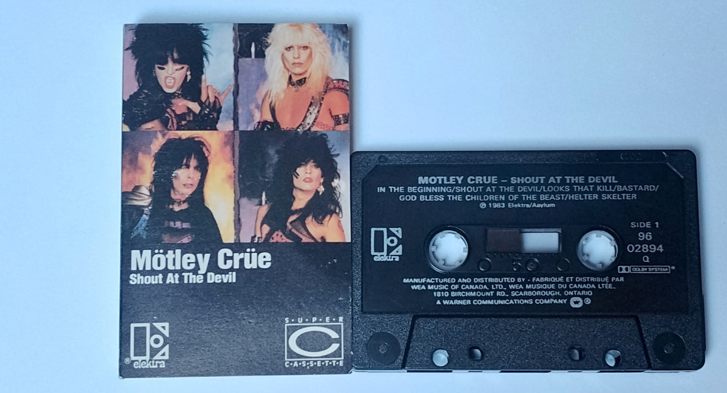 Mötley Crüe - "Shout At The Devil" - CASSETTE TAPE (Canada; black shell; DOLBY; No bar code) VG/VG+