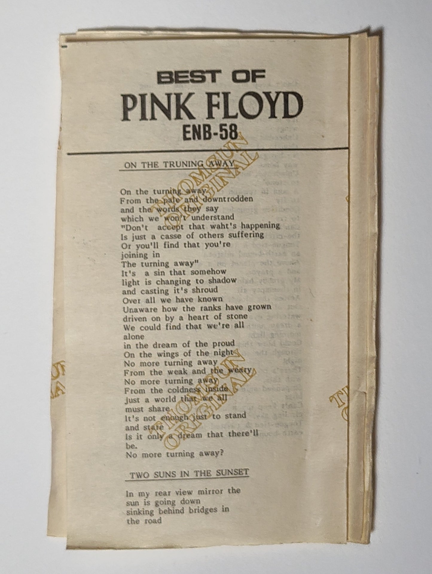 Pink Floyd - "The Best Of Pink Floyd" - CASSETTE TAPE (Indonesia; Unofficial; Thomsun Classics; Stereo; Sounds awesome!) VG/VG+