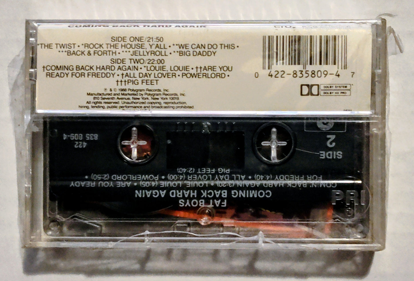 Fat Boys - “Coming Back Hard Again” - CASSETTE TAPE NM/M (Sealed with hype sticker; broken seal)