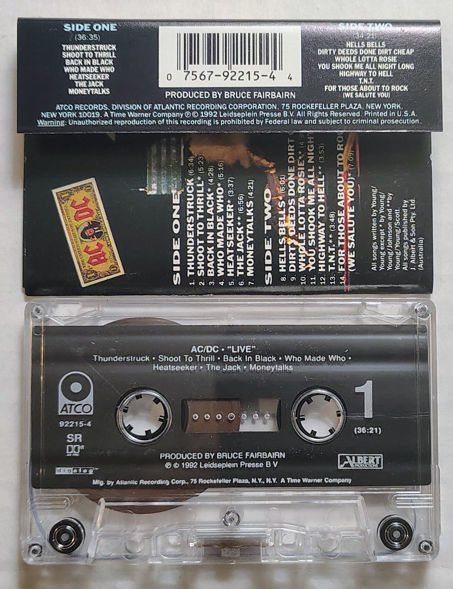 AC/DC - “AC/DC LIVE” - CASSETTE TAPE VG+/VG+