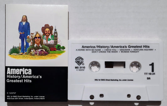 America - “History/America’s Greatest Hits” - CASSETTE TAPE (BMG) VG+/VG+