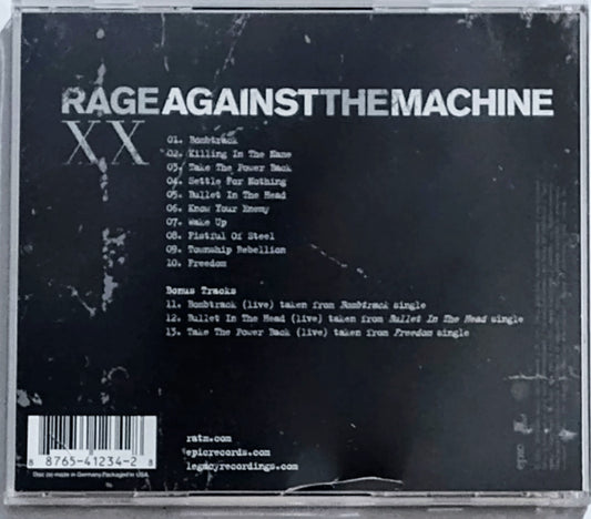 Rage Against The Machine - "Rage Against The Machine XX (Anniversary Edition with Bonus Tracks)" - COMPACT DISC NM/NM