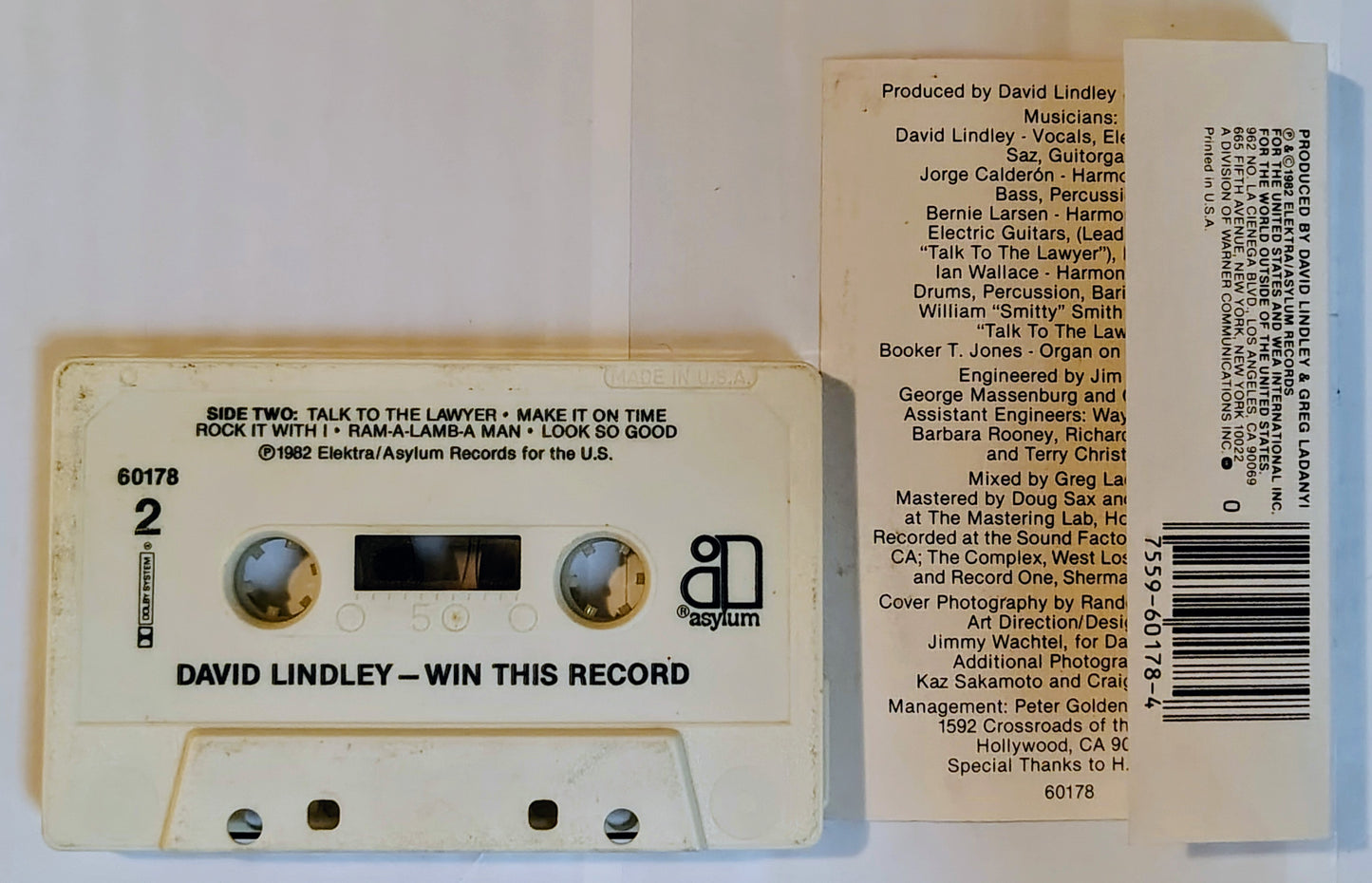 David Lindley And El Rayo-X - “Win This Record!” - CASSETTE TAPE VG+/VG