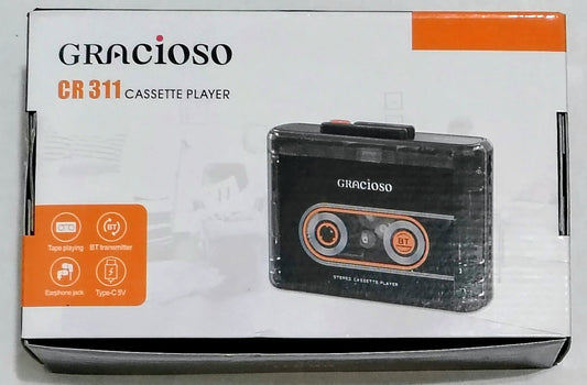 Gracioso CR 311 Bluetooth Cassette Player (Used; approx 10 Hours) + Head Cleaner (New)