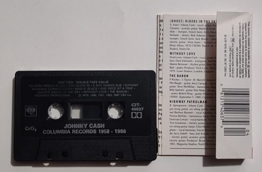 Johnny Cash - "Columbia Records 1958-1986" - CASSETTE TAPE (Chrome; Canada; black shell) VG/VG+