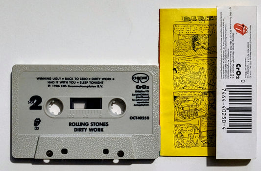 Rolling Stones - "Dirty Work" - CASSETTE TAPE (Chrome; DOLBY) G+/VG+ (Water damaged j card)
