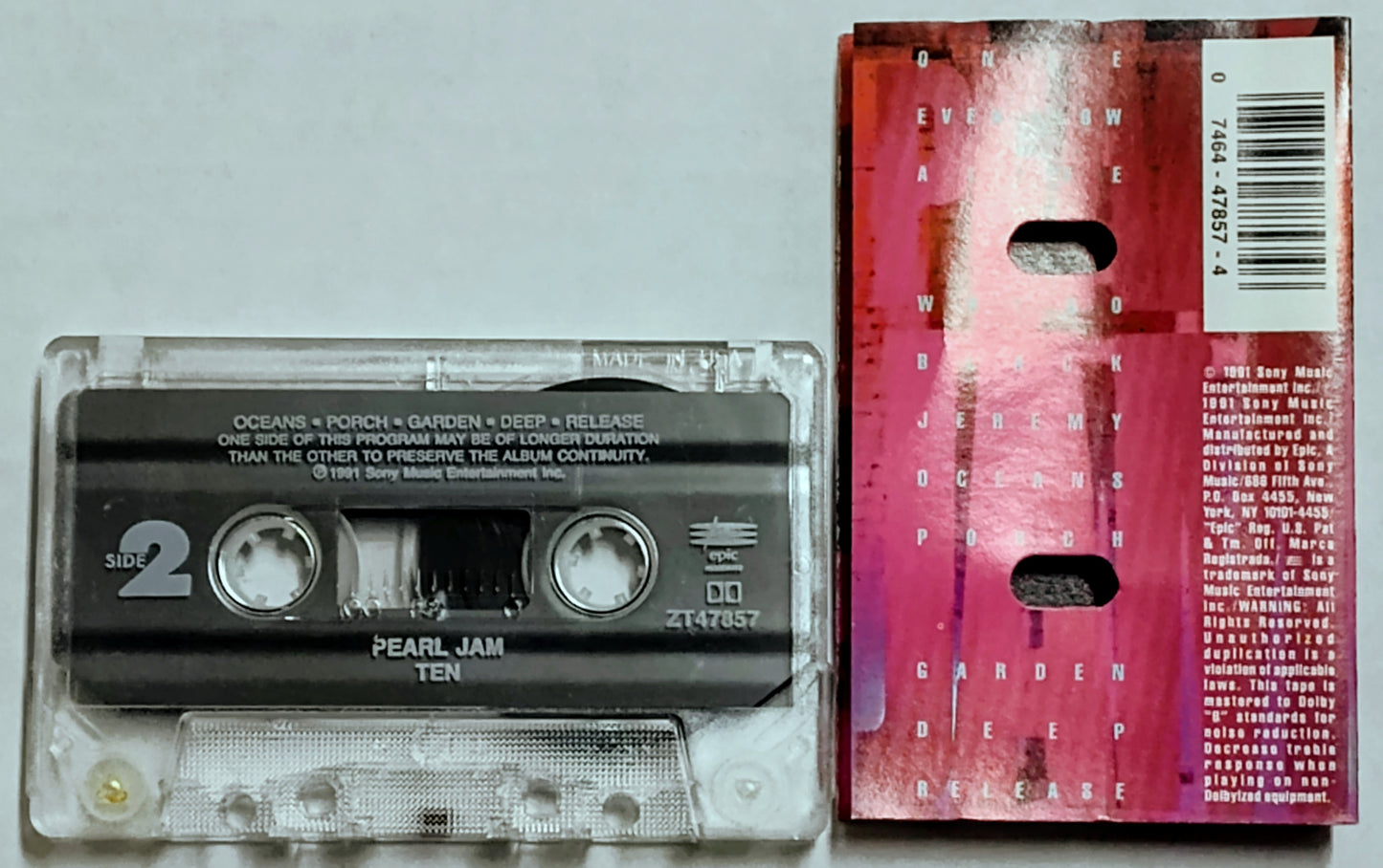 Pearl Jam - "Ten" - CASSETTE TAPE VG+/VG+