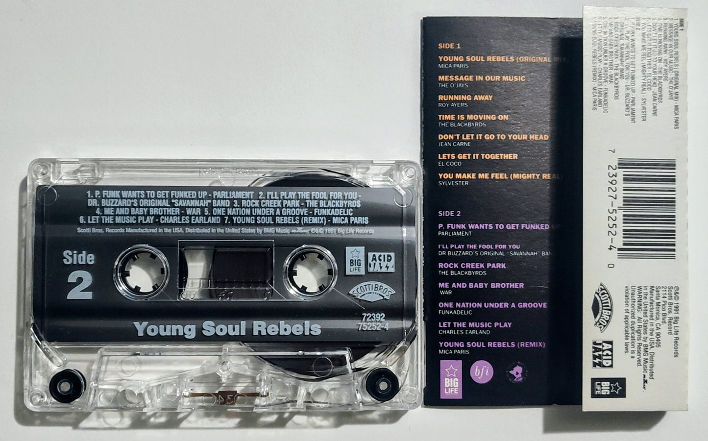 Various Artists - "Young Soul Rebels Motion Picture Soundtrack" - CASSETTE TAPE VG+/NM (Drill hole thru spine)