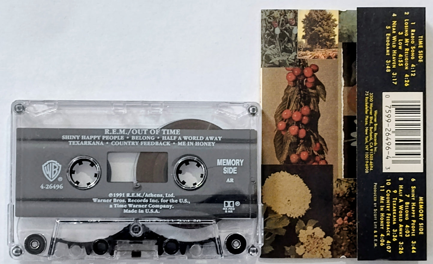 R.E.M. - "Out Of Time" - CASSETTE TAPE VG+/VG+ *🚨*