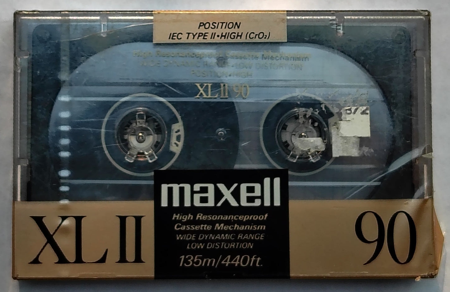 Blank - Maxell XL II Chrome (90-Minute; Unique Vintage style; Wide window/black shell; Sealed; slightly ripped cellophane)