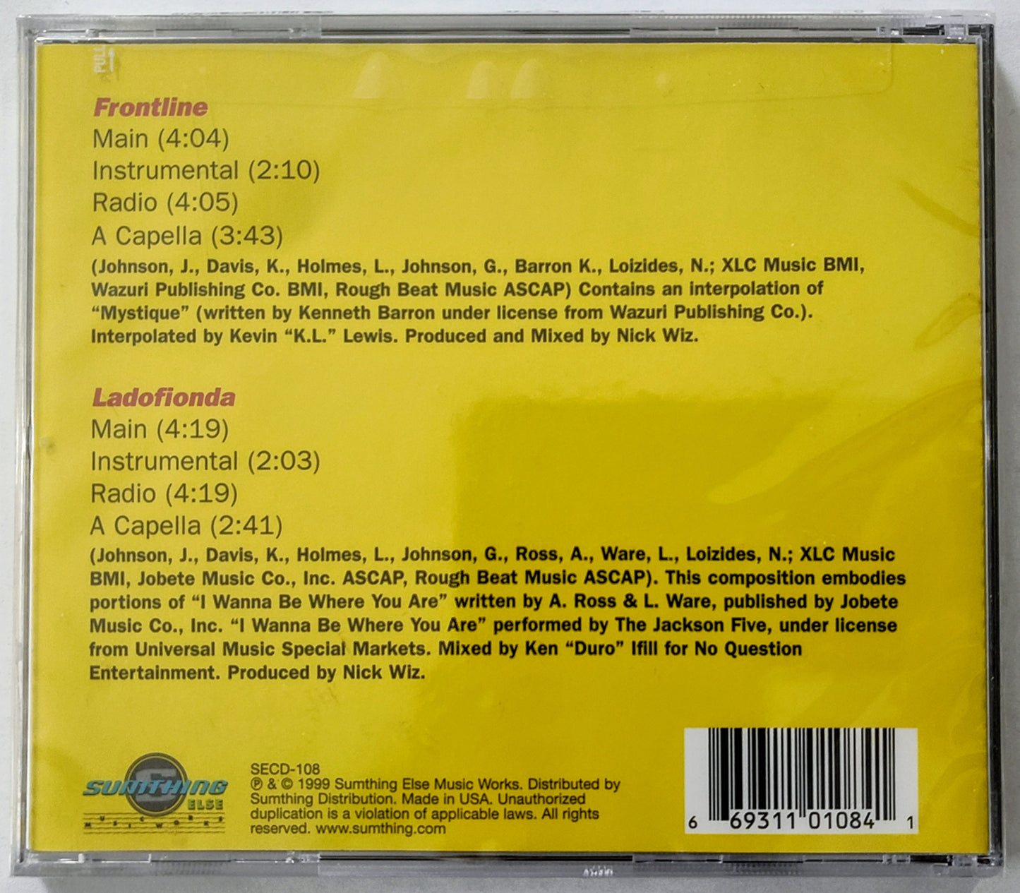 Facez Of Death - “Frontline/ Ladofionda” - COMPACT DISC (Maxi Single) M/M (Sealed)