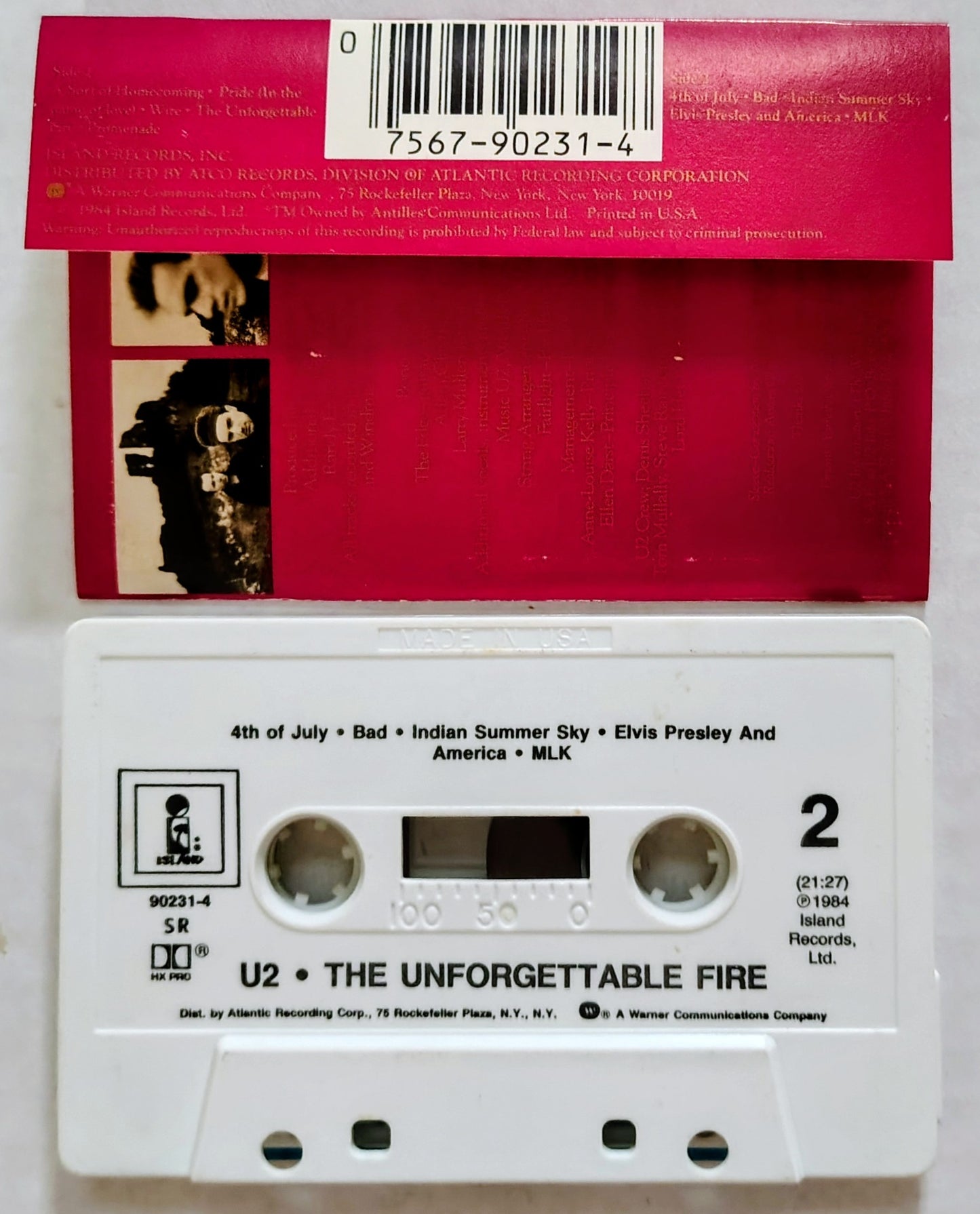 U2 - "The Unforgettable Fire" - CASSETTE TAPE VG+/VG+