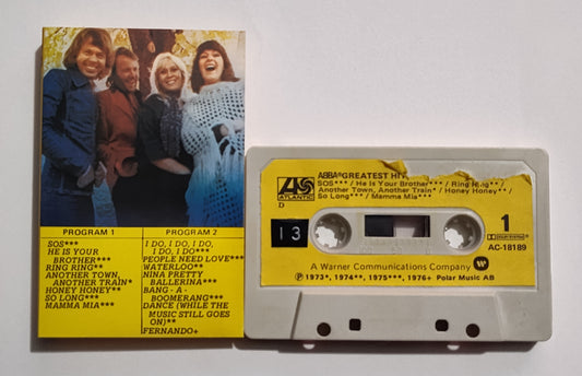 Abba - "Greatest Hits" - CASSETTE TAPE (Canada; black shell; DOLBY) VG/G+ (Cosmetic downgrade only)