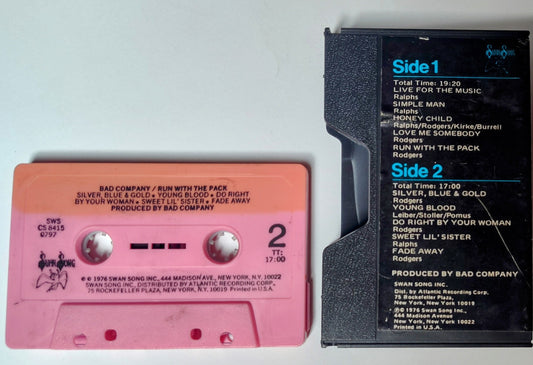 Bad Company - "Run With The Pack" - CASSETTE TAPE (Slide Case; Pink shell) G/G