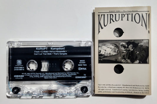 Kurupt - "Kuruption: West Coast" - CASSETTE TAPE (West Coast Cassette Only; Chrome; DOLBY) VG+/VG+