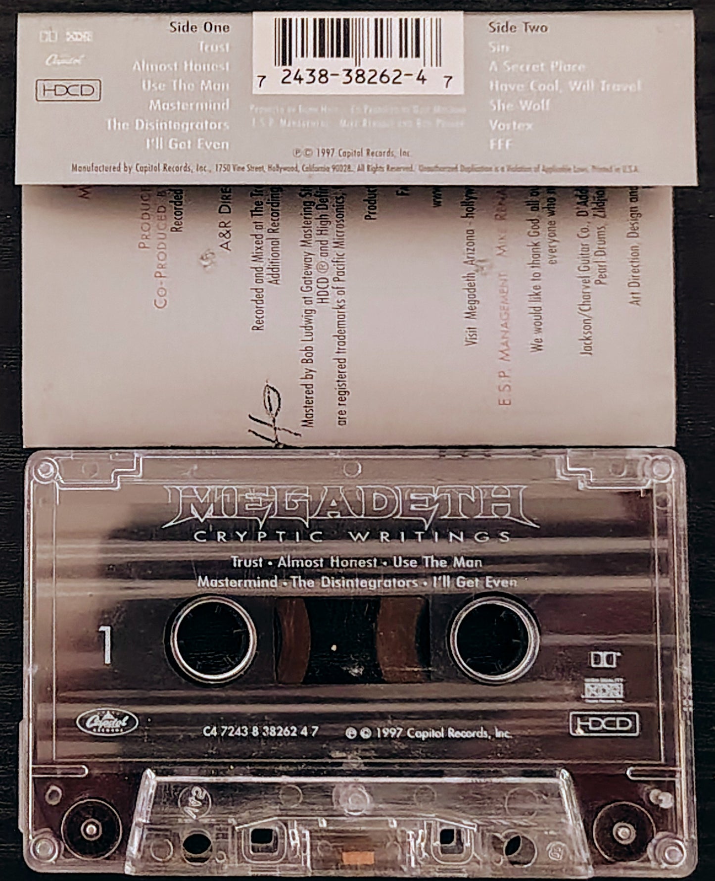 Megadeth - “Cryptic Writings” - CASSETTE TAPE VG+/VG+