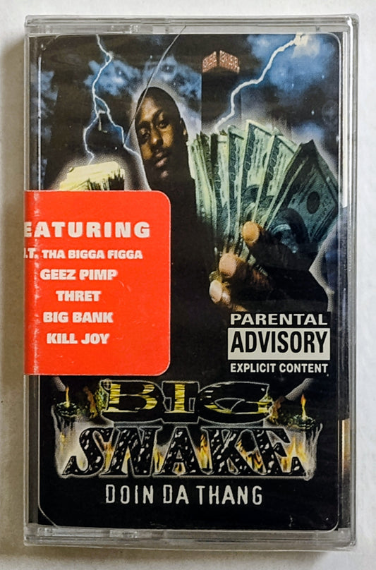 Big Snake - “Doin Da Thang” - CASSETTE TAPE NM/M (Sealed; crack in cover; tiny hole in cellophane on spine)