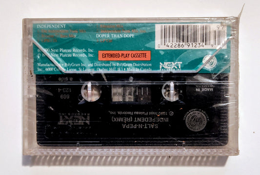 Salt 'N' Pepa - "Independent Remix" - CASSETTE TAPE (Canada; black shell) VG+/M (Sealed; broken seal; drill hole thru spine)